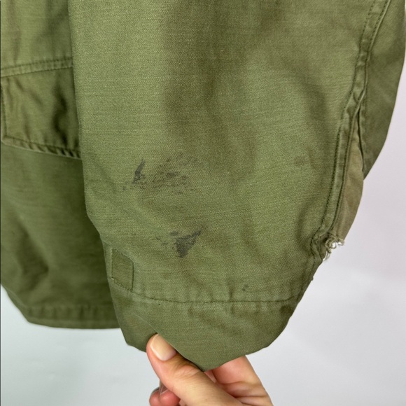 Vintage Green Military Field Jacket I Love My Country But Fear My Government - Picture 5 of 14